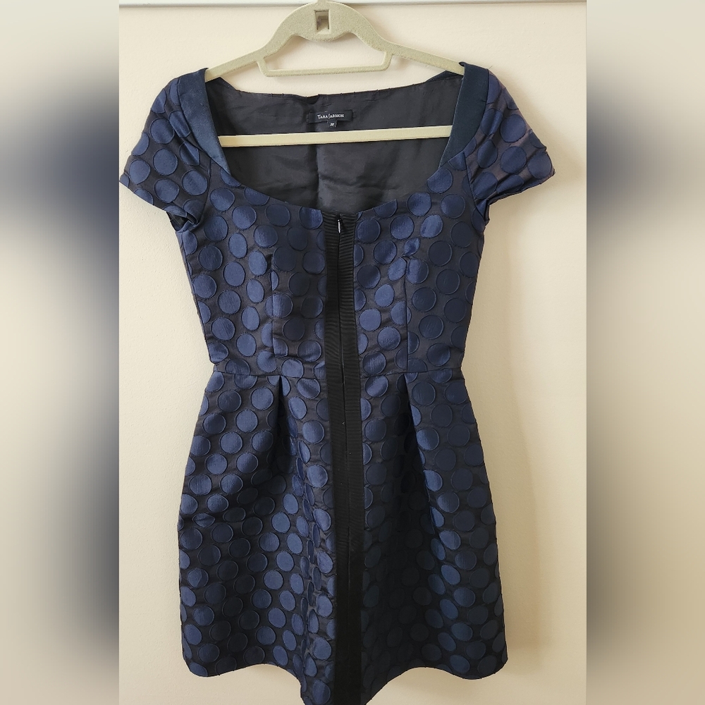 Tara Jarmon Navy Blue Textured Mini Dress